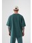 Erkek Yıkamalı Pamuklu Oversize Oil Green Tişört 3