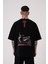 Erkek Carpet Patch Baskılı Oversize Siyah Tişört 1