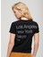 Yuvarlak Yaka Baskılı Siyah Kadın T-Shirt W1011432A 1