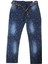 P01197 Çocuk Kız Çiçekli Baskılı Kot Pantolon - Koyu Lacivert 1