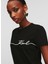 Yuvarlak Yaka Baskılı Siyah Kadın T-Shirt 245W1706 2