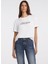Beyaz Kadın Bisiklet Yaka Box Fit Desenli T-Shirt Gj Ss Cn Os Amerıcan - Organıc Cott 2