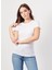 Yuvarlak Yaka Düz Beyaz Kadın T-Shirt 6DYT11 2