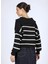 Polo Yaka Normal Çizgili Ekru - Lacivert Kazak Kadın 251 Lcf 241018 Cop Lacivert-Ekru 4