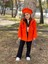 Kız Çocuk Şapkalı Kışlık Kaşe Kaban - Orange 3