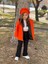 Kız Çocuk Şapkalı Kışlık Kaşe Kaban - Orange 5