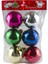 6 Adet Lüks 4 cm Yılbaşı Süsü Renkli Topları Noel Süs Toplar 1
