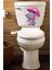 Yağmur ve Pembe Şemsiyeli Minik Sevimli Fil Klozet Sticker Banyo Sticker 3