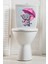 Yağmur ve Pembe Şemsiyeli Minik Sevimli Fil Klozet Sticker Banyo Sticker 5