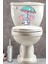 Yağmur Altındaki Sevimli Fil Temalı Klozet Sticker Banyo Sticker 1
