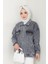 Kadın Oversize Fleto Cepli Denim Kot Ceket -PMK357 3