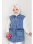 Kadın Mavi Denim Cepli Kot Yelek -PMK359 2