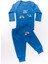 Unisex Bebek Organik Iş Makinesi Desenli Mavi Fitilli Zıbın Takım 1