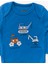 Unisex Bebek Organik Iş Makinesi Desenli Mavi Fitilli Zıbın Takım 5