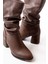 RS-2430 Kahverengi Topuklu Körüklü Günlük Kadın Bot 5