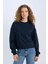 Regular Fit Bisiklet Yaka Kalın Basic Düz Sweatshirt D6645AX24WN 4