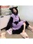 Sanrio Kawai Kuromi Sevinmli Kedi Kostüm Sabahlık Gecelik Pijama Polar Peluş Ev Kıyafeti Kapişonlu 5
