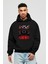 Squid Game (7) Ön Baskılı Siyah Oversize Kapüşonlu Sweatshirt Erkek Kadın 1