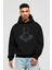 Batman (22) Ön Baskılı Siyah Oversize Kapüşonlu Sweatshirt Erkek Kadın 1