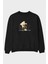 Teddy Nıce To Meet You Ön Baskılı Siyah Oversize Sweatshirt Erkek Kadın Bisiklet Yaka 1