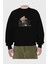 Teddy Nıce To Meet You Ön Baskılı Siyah Oversize Sweatshirt Erkek Kadın Bisiklet Yaka 2