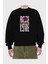 Rose Love Ön Baskılı Siyah Oversize Sweatshirt Erkek Kadın Bisiklet Yaka 2