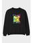 Skatebording Ön Baskılı Siyah Oversize Sweatshirt Erkek Kadın Bisiklet Yaka 1