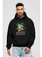 Wonder Woman Ön Baskılı Siyah Oversize Kapüşonlu Sweatshirt Erkek Kadın 1