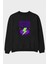 Hyper Retro Yazılı Ön Baskılı Siyah Oversize Sweatshirt Erkek Kadın Bisiklet Yaka 1