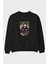 Party Starter Ön Baskılı Siyah Oversize Sweatshirt Erkek Kadın Bisiklet Yaka 1