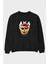 Teddy Bear Legends Ön Baskılı Siyah Oversize Sweatshirt Erkek Kadın Bisiklet Yaka 1