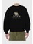 Teddy Bear Big Deal Ön Baskılı Siyah Oversize Sweatshirt Erkek Kadın Bisiklet Yaka 2