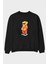 Teddy Bear Kodes Ön Baskılı Siyah Oversize Sweatshirt Erkek Kadın Bisiklet Yaka 1