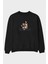 Teddy Bear Scratch Ön Baskılı Siyah Oversize Sweatshirt Erkek Kadın Bisiklet Yaka 1