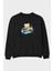 Teddy Bear Paddle Out Ön Baskılı Siyah Oversize Sweatshirt Erkek Kadın Bisiklet Yaka 1