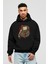 It (2) Ön Baskılı Siyah Oversize Kapüşonlu Sweatshirt Erkek Kadın 1
