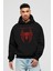 Spiderman (11) Ön Baskılı Siyah Oversize Kapüşonlu Sweatshirt Erkek Kadın 1