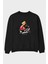 Teddy Bear Biker Ön Baskılı Siyah Oversize Sweatshirt Erkek Kadın Bisiklet Yaka 1