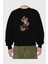 Teddy Bear Treasure Hunt Ön Baskılı Siyah Oversize Sweatshirt Erkek Kadın Bisiklet Yaka 2