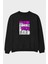 Stay Hustle Ön Baskılı Siyah Oversize Sweatshirt Erkek Kadın Bisiklet Yaka 1