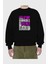 Stay Hustle Ön Baskılı Siyah Oversize Sweatshirt Erkek Kadın Bisiklet Yaka 2