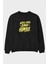 Word Hard Yazılı Ön Baskılı Siyah Oversize Sweatshirt Erkek Kadın Bisiklet Yaka 1