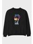 Put On Smile Bear Ön Baskılı Siyah Oversize Sweatshirt Erkek Kadın Bisiklet Yaka 1