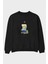 Teddy Bear Just Stay Curious Ön Baskılı Siyah Oversize Sweatshirt Erkek Kadın Bisiklet Yaka 1