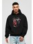 Spiderman (19) Ön Baskılı Siyah Oversize Kapüşonlu Sweatshirt Erkek Kadın 1