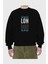 London City Yazılı Ön Baskılı Siyah Oversize Sweatshirt Erkek Kadın Bisiklet Yaka 2