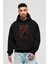 Spiderman (8) Ön Baskılı Siyah Oversize Kapüşonlu Sweatshirt Erkek Kadın 1