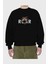Teddy Bear Roar Ön Baskılı Siyah Oversize Sweatshirt Erkek Kadın Bisiklet Yaka 2