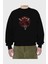 M Bıson Ön Baskılı Siyah Oversize Sweatshirt Erkek Kadın Bisiklet Yaka 2