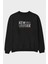 New York Street Ön Baskılı Siyah Oversize Sweatshirt Erkek Kadın Bisiklet Yaka 1